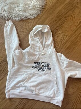 soulcycle White Hoodie with Black Logo Text